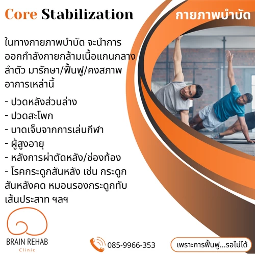 การออกกำลังกายกล้ามเนื้อแกนกลางลำตัว รักษาโรคอะไร, Core Stabilization รักษาโรคอะไร, Core Stability Exercises รักษาโรคอะไร, ออกกำลังกาย ช่วยปวดหลัง
